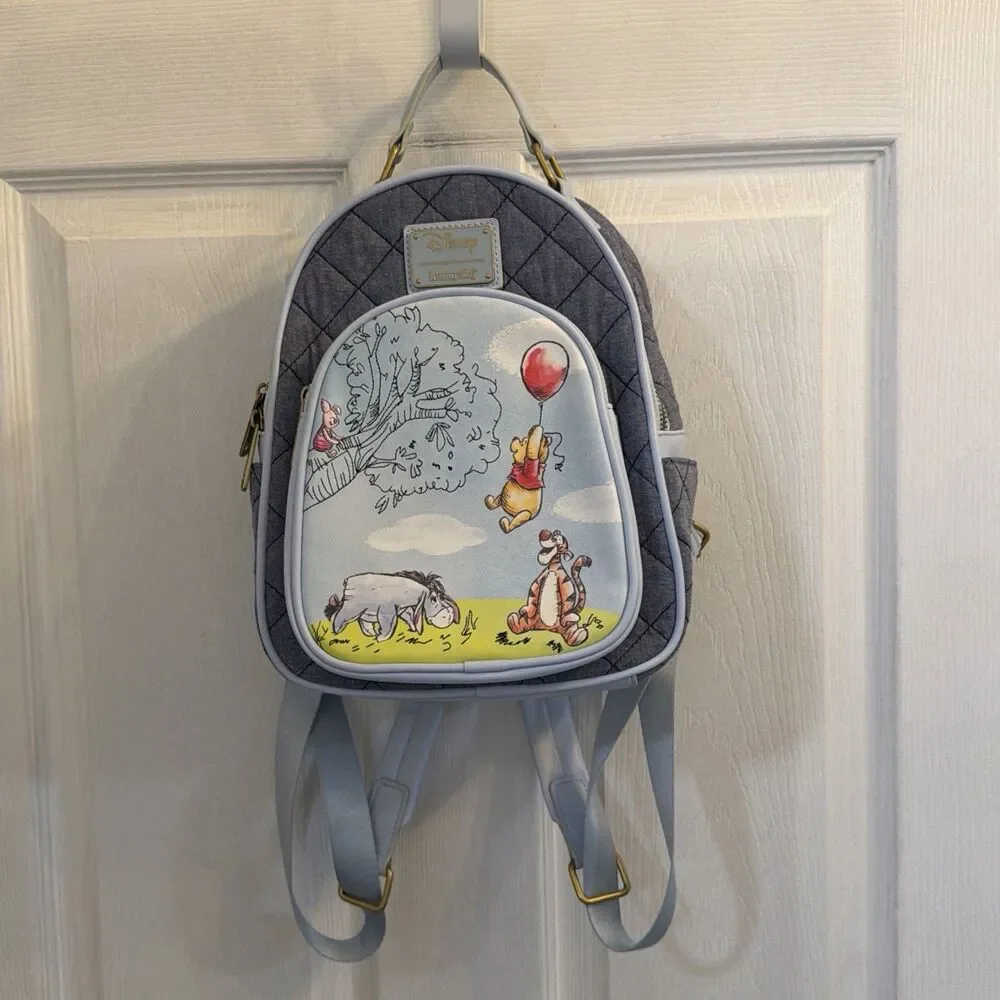 Loungefly Disney Winnie the Pooh Quilted Denim Sketch Mini Backpack